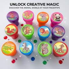 12pcs Mini Colorful Animal Pattern Stamps For Kids, Ocean Animals, Dinosaurs, Farm Animals, Creative Animal Stamps, Suitable For Back To School, Creative Doodling And Art Painting, Learning Rewards, Campus Rewards, Birthday Gifts - Multicolor - View 8