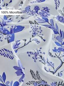 1pc Blue Floral Print Bed Sheet, Vintage Fresh Pastoral Style Polyester Single Bed Sheet, Soft And Breathable, Machine Washable - Blue - View 5