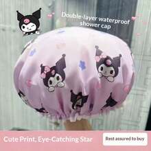SANRIO 1个KT猫咪浴帽，双层防水，可爱猫咪印花，弹性防潮发套，厨房防油帽 - 礼品 - 加厚版 - 查看 11