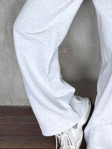 Women Wide Leg Sweatpants Grey Autumn Back To School Daily Commute Sports Casual Versatile Long Pants Winter - Light Grey - View 3