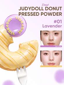 JUDYDOLL VELVETY MATTE Polvo de Larga Duración Orange Blossom Suave Mate Polvo Compacto de Larga Duración Corrector Mate Polvo Fijador a Prueba de Sudor Sin Manchas de Larga Duración Control de Grasa - #01 LAVANDA - Ver 1