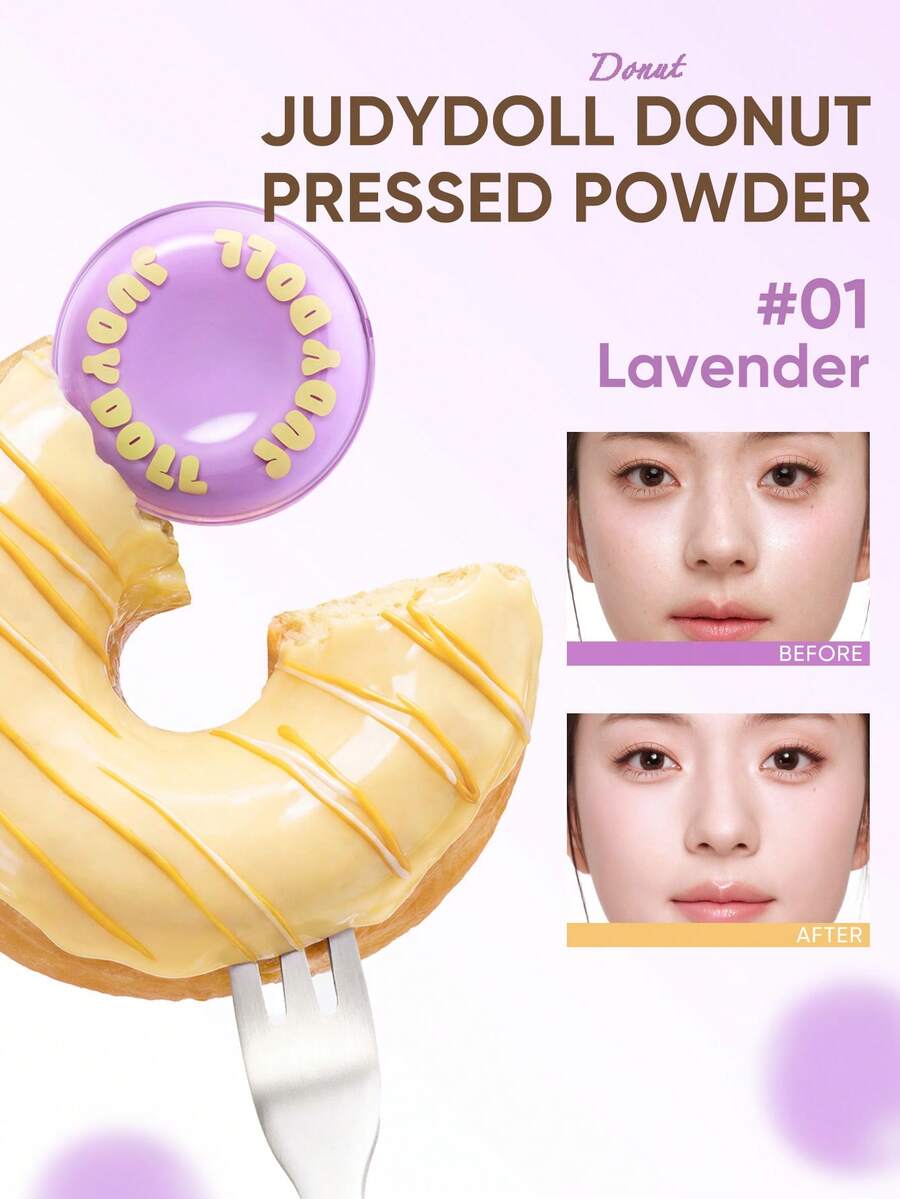 JUDYDOLL VELVETY MATTE Polvo de Larga Duración Orange Blossom Suave Mate Polvo Compacto de Larga Duración Corrector Mate Polvo Fijador a Prueba de Sudor Sin Manchas de Larga Duración Control de Grasa - #01 LAVANDA - Ver 1