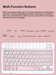 AKKHOO Wireless Keyboard & Mouse Combo Compatible With iPad - Pink - View 9