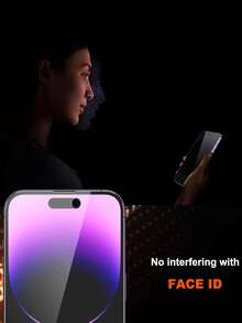 1pc Full Screen Anti-Peeping Tempered Glass Screen Protector, Compatible With IPhone 17/16/15 Pro Max/14 Plus, Also Compatible With IPhone 16/15/14/13/11 Pro/X/XS Max/12 Mini/XR. Anti-Peeping Glass Screen Protector, Perfect Gift For Birthday, Family And Friends, Essential Phone Accessory, Ideal For Daily Protection, Suitable For Office, Home And Other Scenes. Features Waterproof, Shockproof, Anti-Drop, Anti-Scratch Functions, Your Phone Screen's Caring Protection Companion. - Black - View 5