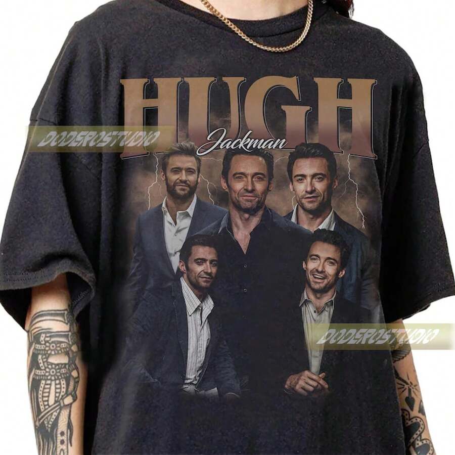 Limitiertes Hugh Jackman Vintage-Shirt, Hugh Jackman Geschenke für Frauen und Männer, Retro Hugh Jackman Filmgeschenke - Schwarz - Übersicht 1