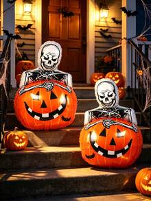 2pcs Halloween Foil Balloons, (Witch, Spider, Skeleton, Pumpkin) Random Styles, Suitable For Halloween Theme, Haunted House, Witch Party, Skeleton Theme, Photo Props, Pumpkin Party, Trick Or Treat - Multicolor - View 9