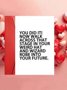 1pc Humorous Graduation Card With Envelope - "You Did It! Funny Hat And Gown" Perfect Graduation Gift For Male And Female Graduates, Suitable For High School And College Graduates, Blank Inside - Multicolor - View 1