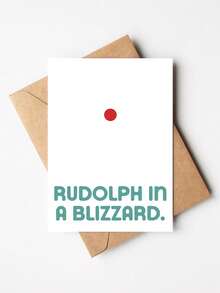 1pc Funny "Rudolph In A Blizzard" Christmas Card With Envelope - Minimalist Humor Greeting For Friends & Coworkers, Blank Inside - View 8