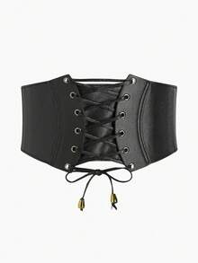 1 件女士深色时尚复古弹性腰部束身衣，适合万圣节晚会或日常穿着 - 黑色 - 查看 9