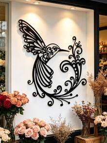1pc Vintage Scroll Floral Hummingbird Iron Wall Decor, Exquisite Hollow Carved Bird Silhouette Hanging Ornament, Suitable For Home, Garden, Indoor/Outdoor, Farmhouse, Yard, Porch, Living Room, Bedroom, Dining Room, Beautiful Bird Decoration, Wall Hanging And Halloween, Ideal Gift Choice - Hummingbird Decorations - View 6