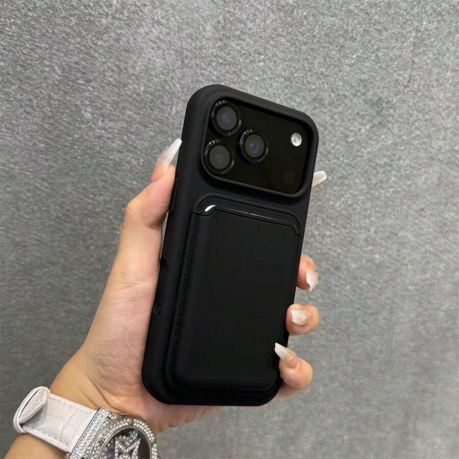 奢華矽膠磁吸無線充電卡夾手機殼，適用於 iPhone 18 17 Pro Max 17 Pro 17 16 15 14 13 12 11 Pro Max 16 15 14 Plus，磁吸背蓋 - 黑色 - 查看 1