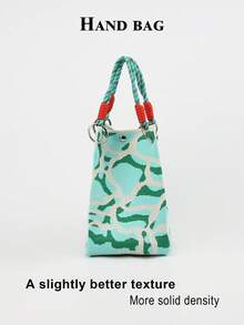1pc Abstract Wavy Pattern Knitted Large Capacity Lightweight Tote Bag, Suitable For Commuting, School, Travel, Easy To Carry And Match With Clothes, All Seasons - Multicolor - View 7