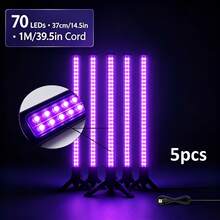 AIICRGB 6pcs 70LED 37cm Portable UV Blacklight Bar 395nm High Power Flashlight Torch For Pet Urine Stain Detector, Scorpion Finder, Neon Glow Body Paint, Stage Lighting, Black Light Poster, Halloween Christmas Decoration - Black - View 10