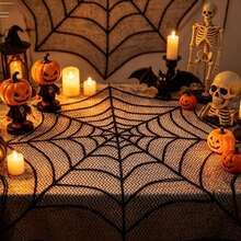 1pc Halloween Lace Spider Web Tableware Set Gothic Spooky Design, Perfect Table Decor For Halloween Parties - Multiple Styles - View 7