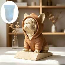 SUPWANPENG 穿帽斗牛犬穿運動衫矽膠模具，易脫模可重複使用，適用於 DIY 樹脂、石膏、黏土、混凝土、水泥手工藝，節日禮物與家居裝飾 - A - 查看 4