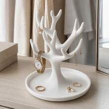1pc Tree-Shaped Jewelry Storage Model Design Jewelry Display Stand - Durable PLA Plastic Ring And Other Jewelry Tray Display Stand, Elegant Elegant Home Decor Vanity, Halloween Valentine's Day Christmas Mother's Day Gift (Jewelry Not Included) - White - View 6