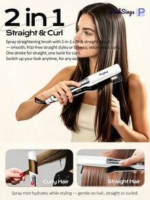 PinkSings 14 TEMPs Steam Hair Straightener, Professional Titanium Ceramic Straightening Iron, Suitable For Both Dry And Wet Hair, For All Hair Types, 5x More Moisturizing Than Traditional Straighteners, Quick Heating For Coarse Hair, Perfect Gift For Travel - EU C Type Plug(220-240V) - View 3