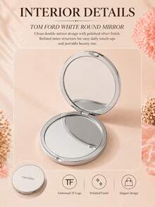 Tom Ford TF White Round Mirror, 7cm Diameter, Compact And Smooth Double-Sided Mirror, Portable For Storage, Perfect For Daily Touch-Ups, Travel, And Gifting - White - View 8