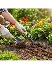 Kit De Jardinagem Extragrande De Metal Com Cabo De Madeira - multicolorido - Visão 2