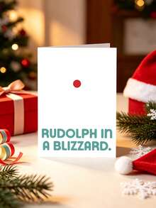 1pc Funny "Rudolph In A Blizzard" Christmas Card With Envelope - Minimalist Humor Greeting For Friends & Coworkers, Blank Inside - View 7