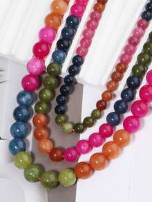 1 Strand 4/6/8/10mm Multicolor Natural Stone Beads Tourmaline Tiger Eye Agates Shell Loose Spacer Beads For Jewelry Making DIY Bracelets Accessories - Multicolor - View 44