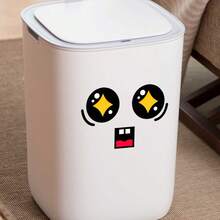 1pc Fresh & Quirky Expression Trash Can Decorative Sticker, Clean And Soft Lines, Fits Various Cylindrical Trash Cans, Storage Jars, Storage Boxes With Smooth Outer Walls, Adds A Soft Atmosphere To Kitchen, Bathroom, And Storage Areas. Waterproof Surface, Dust And Water Stains Can Be Wiped Clean Directly; Made Of Self-Adhesive PVC Material, Moderate Adhesion And No Residue. - A - View 2