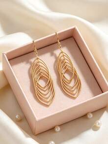 1 Pair Fashion Minimalist Gold Water Drop Tassel Earrings For Women, Holiday Birthday Date Party Vacation Shopping Daily Commute Accessory - Water Drop - View 4