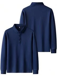 3pcs Men's Polo Shirts, Versatile Loose Fit Long Sleeve POLO Shirts, Casual Sports Long Sleeve Shirts - Multicolor - View 6