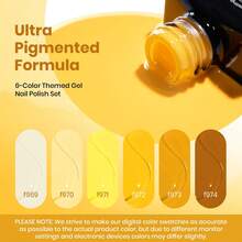 Beetles 6 Colors Lemon Whisper Yellow Gel Nail Polish Set, Butter Pastel Light Bright Yellow Gel Polish Kit, Soak Off UV LED Nail Art Manicure - 6 Colors Lemon Whisper Yellow - 查看 3
