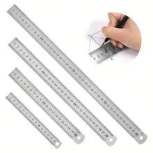 4件組金屬尺套裝,4種尺寸不鏽鋼尺 15cm(6in) 20cm(8in) 30cm(12in) 40cm(16in) 雙刻度公制與英制,測量工具金屬鋼尺,適用於教學、辦公、繪圖、工程 (One Size=15cm, One Size 1=20cm, One Size 2=30cm, One Size 3=40cm, One Size 4=15cm+30cm, One Size 5=15cm+40cm) - A - 查看 2