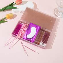 1 buah Kotak Penyimpanan Alat Bulu Mata Vertikal Persegi Panjang Berhiaskan Rhinestone dengan 5 Slot dan Tutup Flip, Kompartemen Terbagi Plastik Transparan dengan Desain Jepit, Hadiah Hari Valentine, Perlengkapan Penyimpanan Rumah Tangga - MultiWarna - View 2