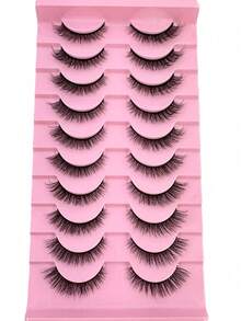 10 Pairs D Curl Thick & Dense False Eyelashes, Fine & Natural Faux Mink Lashes, Fluffy Criss-Cross Reusable Russian Lashes For Soft & Voluminous Look, Natural Makeup - View 10