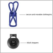 1pc Portable Clothesline With 12 Clips, Adjustable Elastic Travel Camping Clothesline, Windproof Retractable Laundry Drying Rope, Stretchy Clothes Drying Line For Backyard, Vacation Hotel, Balcony, Dorm, Outdoor Camping, Indoor Laundry - Multicolor - View 7