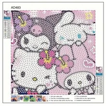 1pc Vibrant Sanrio Hello Kitty & Kuromi 5D Diamond Painting DIY Kit, 6.69x6.69 Inch Full Round Rhinestone Art With Frame - Creative Home Decor Handicraft, Desktop Display Mosaic Wall Art - Multicolor - View 6