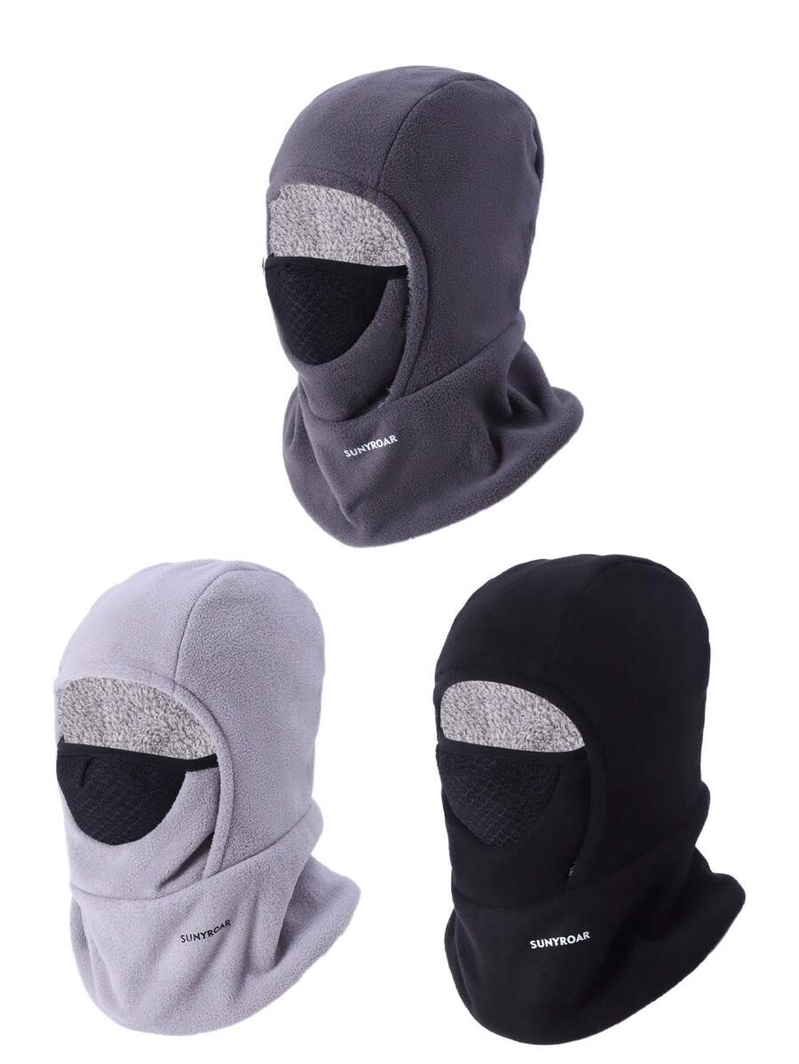 Pasamontañas de forro polar unisex, máscara de esquí a prueba de viento y cálida para invierno, bufanda con máscara facial de malla transpirable, adecuada para montar en motocicleta, ciclismo, snowboard, caza y equipo para clima frío - Modelo con máscara - Ver 1