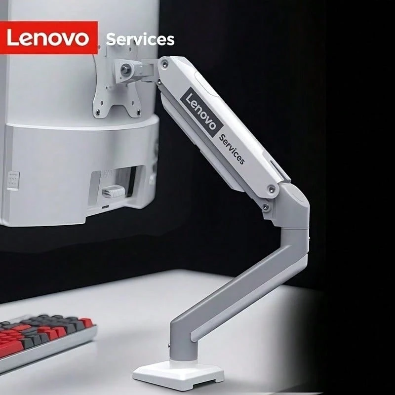 1 buah Dudukan Monitor Tunggal Ergonomis Lenovo AM210, Dudukan Layar Desktop Paduan Aluminium Kokoh, Sistem Manajemen Kabel Tersembunyi, Desain Mengambang Halus, Pemasangan Stabil, Bingkai Logam Tahan Aus 10 Tahun, Meredakan Kelelahan Leher Saat Bekerja di Kantor - View 1