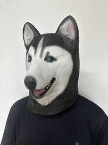 1pc Full Head Latex Mask, Black & White Husky Headpiece, Suitable For Halloween Party/Fun Cosplay Costume, Popular Hot Item - Husky - View 1