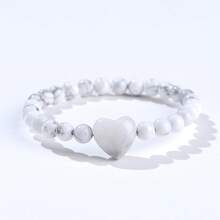 Pulsera de Corazón de Piedra Natural, Cuentas de Piedra Natural Combinadas con un Diseño de Corazón, Expresando Amor y Hermosas Bendiciones, Regalo Perfecto para Familia, Amantes y Amigos, Pulsera de Pareja para Uso Diario, Festivales y Fiestas - Multicolor - Ver 13