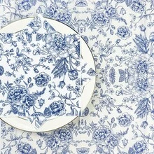 80 Count 13*13 Inch Disposable Blue Floral Pattern Napkins, For Home Gatherings, Outdoor Picnics, Parties, Wedding Banquets, Restaurant Decorative Napkins - Multicolor - View 4