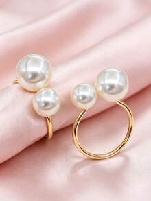 6/12/1pc Metal Pearl Napkin Rings - Gold Metal Napkin Rings, Napkin Holders, Napkin Ring Set, Fashion Rings, Wedding Party Dinner Table Decor, Elegant Decoration, DIY Activities, Restaurant, Holiday, Home Gathering, Banquet, Picnic - Multicolor - View 5