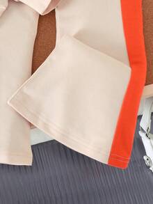 Young Girl Knight Print Long Sleeve Sweatshirt And Flare Pants Casual Set - Apricot - View 3