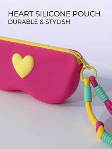 Heart-Shaped Silicone Glasses Case, Portable Fashion Glasses & Eyeglasses Storage Bag, Dust-Proof, Pressure-Resistant, Easy To Clean, Lightweight & Easy To Carry, Suitable For Daily Commute, Travel, Outdoor Use, Unisex, Versatile & Practical Eyewear Storage & Protection Accessory - Multicolor - View 6