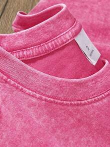 100% Pure Cotton Men's And Women's Universal Style Vintage Washed T-Shirt, With Jesus Print, Street Korean-Style Loose And Versatile Clothing - 玫紅色 - 查看 11