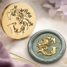 Letter A~Z 3D Embossed Iris Flower Wreath Wax Seal Stamp Head (Handle Not Included, Handle Sold Separately), Initial Wax Seal Stamp Head, Thickened Brass Stamp Head - Single Piece - View 16