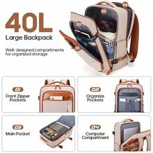 Bruno Cavalli Travel Backpack, 17Inch Laptop Backpack, Carry On Backpack For Men & Women, Personal Item Size Flight Approved Travel Bag, Water Proof Luggage - 米色 - 查看 3