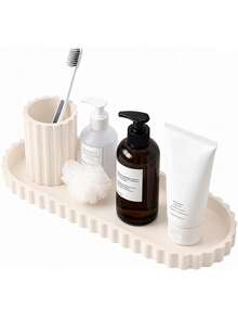 Large Capacity Bathroom Vanity Countertop Storage Tray, Decorative Silicone Storage Tray With Wavy Edge, Cosmetic Storage Tray, Coffee Table Decor Tray, Soap Dish, For Storing Detergents, Toiletries, Perfumes And Candles - Multicolor - View 1