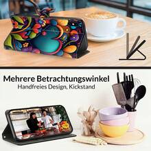 GLANDOTU Funda de teléfono con cartera de piel con patrón de corazón y rosa roja de PU, multifuncional con soporte, ranuras para tarjetas, diseño de tapa abatible, se adapta a múltiples modelos, regalo de primavera - Multicolor - Ver 2