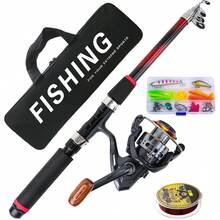 Telescopic Spinning Reel Fishing Rod Set, Includes Spinning Reel, Fishing Line, Storage Bag And Portable Outdoor Travel Fishing Gear, Suitable For Beginners And Experienced Anglers - Red - View 2