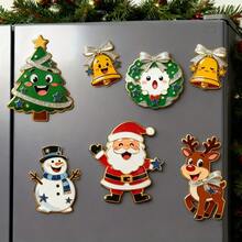 Christmas Fridge Magnets, High-Definition Santa Claus, Christmas Tree, Snowman, Reindeer And Bell Patterns, Suitable For Refrigerator, Car And Storefront, Add Festive Atmosphere, Christmas Acrylic Decoration - Multicolor - View 3