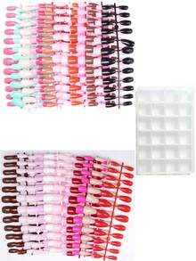 ARTAUG 600pcs Assorted Nude Series Glossy Wearable Short Almond Shaped Fake Nails, Removable, Adhesive, Suitable For New Year Women Girls Gift - Multicolor - View 6
